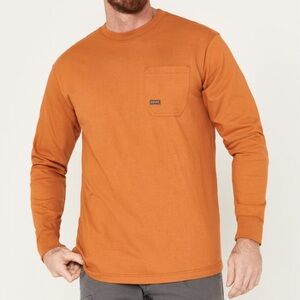 Ariat Rebar Long Sleeve Tee Men’s XL Rust Cotton Logo Casual Workwear Orange
